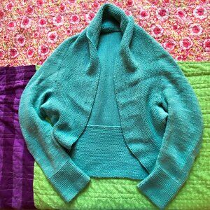 Plus Size Handknit Shawl Collar Shrug